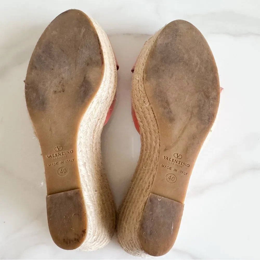 Valentino Garavani Patent Bow Espadrille Wedge Sandals Size 40 – Authenticated